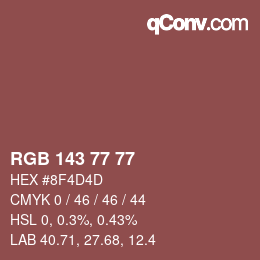 颜色代码: RGB 143 77 77 | qconv.com