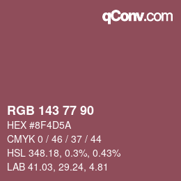 颜色代码: RGB 143 77 90 | qconv.com