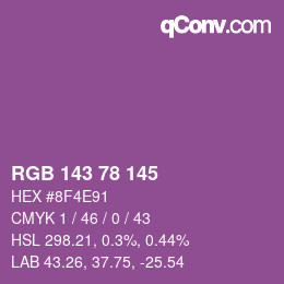Color code: RGB 143 78 145 | qconv.com