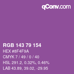 Color code: RGB 143 79 154 | qconv.com