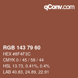 カラーコード: RGB 143 79 60 | qconv.com