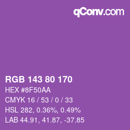 Color code: RGB 143 80 170 | qconv.com