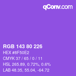 颜色代码: RGB 143 80 226 | qconv.com