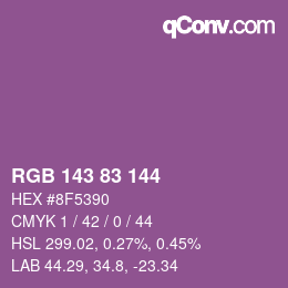 Color code: RGB 143 83 144 | qconv.com