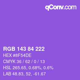 Color code: RGB 143 84 222 | qconv.com