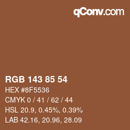 Color code: RGB 143 85 54 | qconv.com