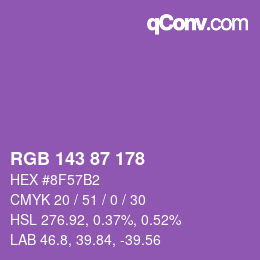 颜色代码: RGB 143 87 178 | qconv.com