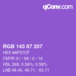Color code: RGB 143 87 207 | qconv.com