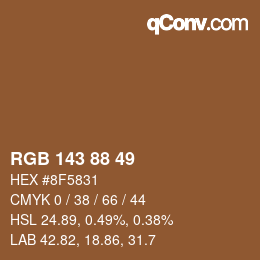 Color code: RGB 143 88 49 | qconv.com