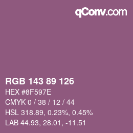 カラーコード: RGB 143 89 126 | qconv.com