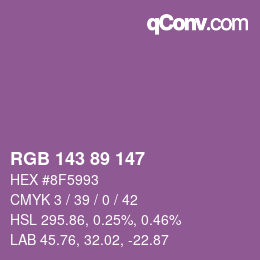 Color code: RGB 143 89 147 | qconv.com