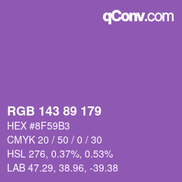 Color code: RGB 143 89 179 | qconv.com