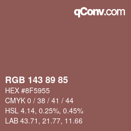 カラーコード: RGB 143 89 85 | qconv.com