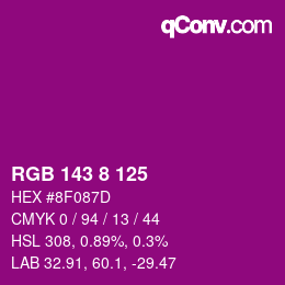 カラーコード: RGB 143 8 125 | qconv.com