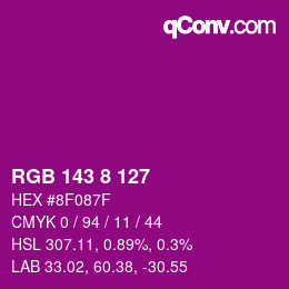Color code: RGB 143 8 127 | qconv.com