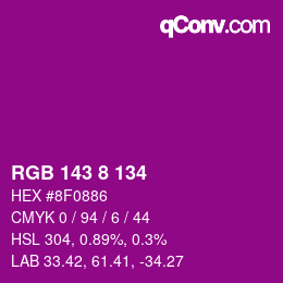 カラーコード: RGB 143 8 134 | qconv.com