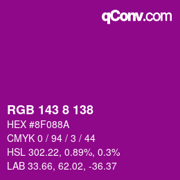 カラーコード: RGB 143 8 138 | qconv.com