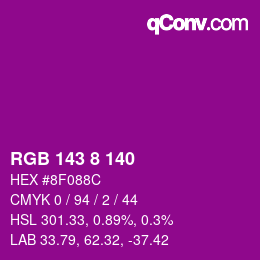 Color code: RGB 143 8 140 | qconv.com
