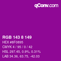 カラーコード: RGB 143 8 149 | qconv.com