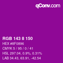 颜色代码: RGB 143 8 150 | qconv.com