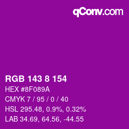 Color code: RGB 143 8 154 | qconv.com