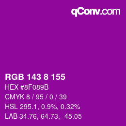 カラーコード: RGB 143 8 155 | qconv.com