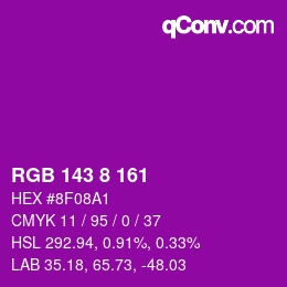 颜色代码: RGB 143 8 161 | qconv.com