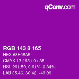 Color code: RGB 143 8 165 | qconv.com