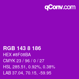 Color code: RGB 143 8 186 | qconv.com