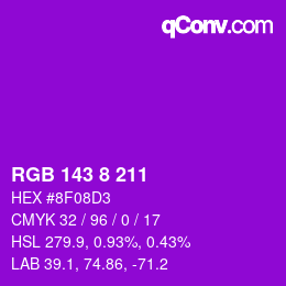 颜色代码: RGB 143 8 211 | qconv.com