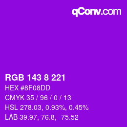 Color code: RGB 143 8 221 | qconv.com