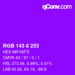 颜色代码: RGB 143 8 253 | qconv.com