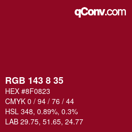 Farbcode: RGB 143 8 35 | qconv.com