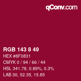 カラーコード: RGB 143 8 49 | qconv.com