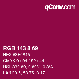 Color code: RGB 143 8 69 | qconv.com
