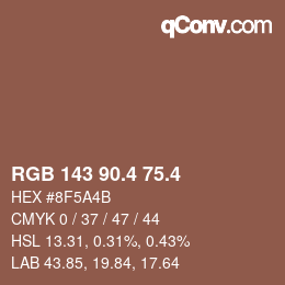 カラーコード: RGB 143 90.4 75.4 | qconv.com