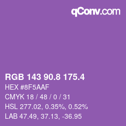 カラーコード: RGB 143 90.8 175.4 | qconv.com
