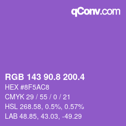 カラーコード: RGB 143 90.8 200.4 | qconv.com