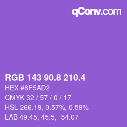 カラーコード: RGB 143 90.8 210.4 | qconv.com
