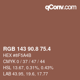 カラーコード: RGB 143 90.8 75.4 | qconv.com