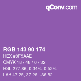 カラーコード: RGB 143 90 174 | qconv.com