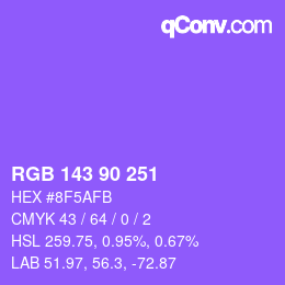 カラーコード: RGB 143 90 251 | qconv.com