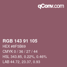 Color code: RGB 143 91 105 | qconv.com