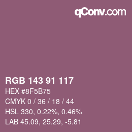 Color code: RGB 143 91 117 | qconv.com