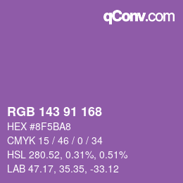 カラーコード: RGB 143 91 168 | qconv.com
