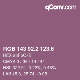 カラーコード: RGB 143 92.2 123.6 | qconv.com