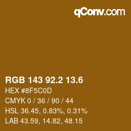 カラーコード: RGB 143 92.2 13.6 | qconv.com