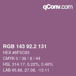 カラーコード: RGB 143 92.2 131 | qconv.com