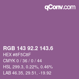 カラーコード: RGB 143 92.2 143.6 | qconv.com