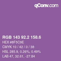 カラーコード: RGB 143 92.2 158.6 | qconv.com